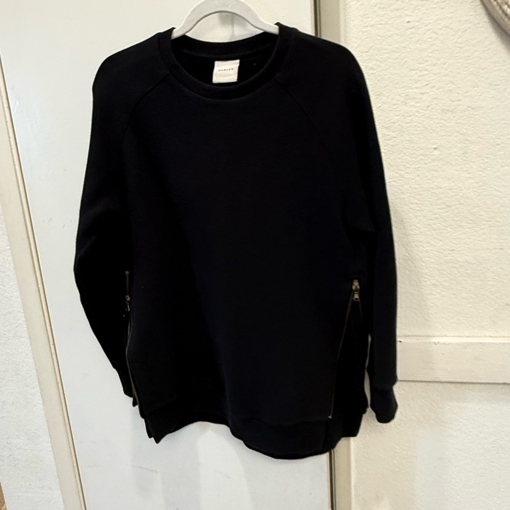 Varley Manning side zippers sweatshirt  long line ribbed pullover small